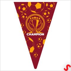 Futbol Temalı Sarı Kırmızı Champion Üçgen Bayrak Flama, 2.4mt