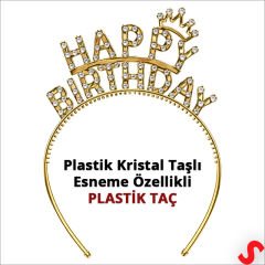 Happy Birthday Taç ve Kuşak Seti - Altın
