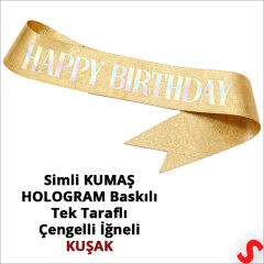 Happy Birthday Taç ve Kuşak Seti - Altın