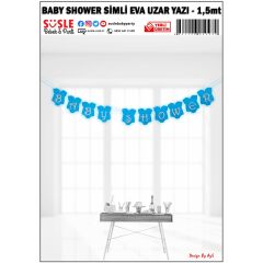 Baby Shower Simli Eva Uzar Yazı, 1,5 mt - Mavi