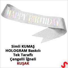 Happy Birthday Taç ve Kuşak Seti - Gümüş