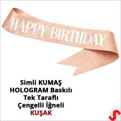 Happy Birthday Taç ve Kuşak Seti - Rose Gold
