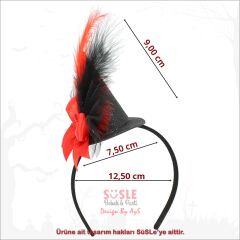 Halloween Tüylü Şapka Taç - Kırmızı SüSLü