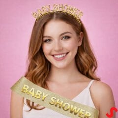 Baby Shower Taç ve Kuşak Seti - Altın