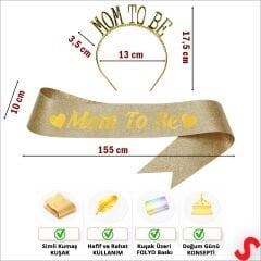Mom To Be Taç ve Kuşak Seti - Altın