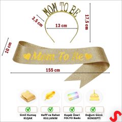 Mom To Be Taç ve Kuşak Seti - Altın