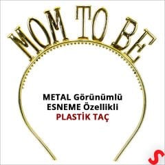 Mom To Be Taç ve Kuşak Seti - Altın