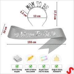 Mom To Be Taç ve Kuşak Seti - Gümüş