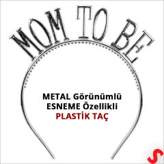 Mom To Be Taç ve Kuşak Seti - Gümüş