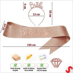 Bride Taç ve Bride To Be Kuşak Seti - Rose Gold