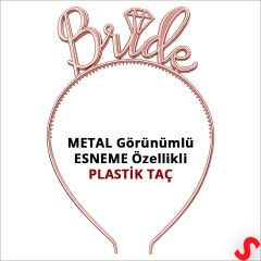 Bride Taç ve Bride To Be Kuşak Seti - Rose Gold