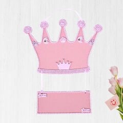 Taçlı İsimlikli Ahşap Kapı Süsü, Pembe