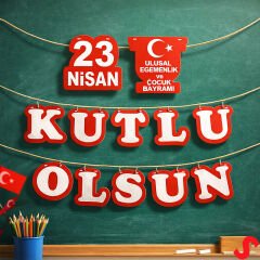 23 Nisan Kutlu Olsun Yazılı Dekor Seti - 12 Parça