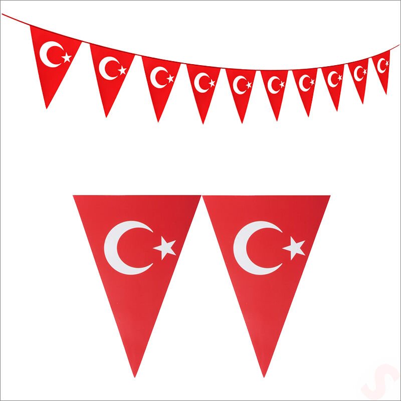 Ayyıldız Üçgen Bayrak Flama Seti, 2.2 mt