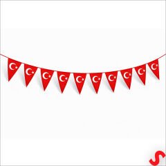 Ayyıldız Üçgen Bayrak Flama Seti, 2.2 mt