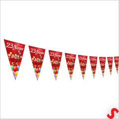 23 Nisan Üçgen Bayrak Flama Seti, 2.2 mt