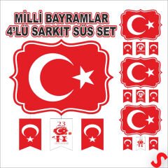 23 Nisan, 19 Mayıs, 29 Ekim Milli Bayramlar Tavan Süs Seti
