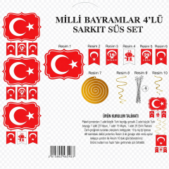 23 Nisan, 19 Mayıs, 29 Ekim Milli Bayramlar Tavan Süs Seti