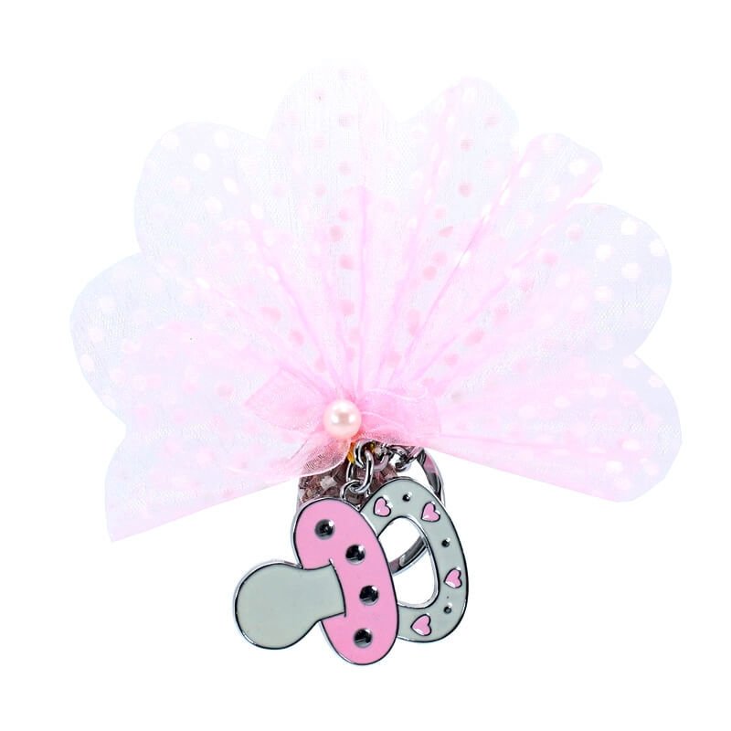 Hediyelik Anahtarlık -  Emzik Modeli - Pembe Lavantalı