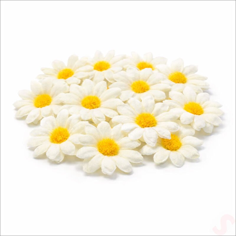 Yapay Papatya Çiçek Kafası 4 cm x 20 Adet - Beyaz