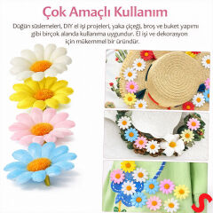 Yapay Papatya Çiçek Kafası 4 cm x 20 Adet - Pembe