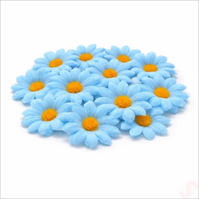 Yapay Papatya Çiçek Kafası 4 cm x 20 Adet - Mavi