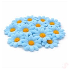 Yapay Papatya Çiçek Kafası 4 cm x 20 Adet - Mavi