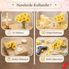 Yapay Papatya Çiçek Kafası 4 cm x 20 Adet - Sarı