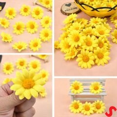 Yapay Papatya Çiçek Kafası 4 cm x 20 Adet - Sarı