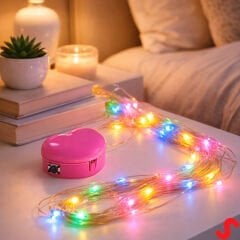 Multi Renk Işıklı 3 mt x 30 Ledli Pilli Peri Led Işık