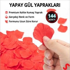 Yapay Gül Yaprakları, 144 Adet - Kırmızı