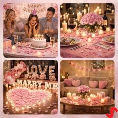 Yapay Gül Yaprakları, 144 Adet - Pembe