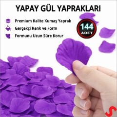 Yapay Gül Yaprakları, 144 Adet - Mor