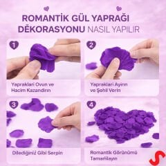 Yapay Gül Yaprakları, 144 Adet - Mor