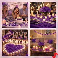 Yapay Gül Yaprakları, 144 Adet - Mor