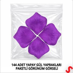 Yapay Gül Yaprakları, 144 Adet - Mor