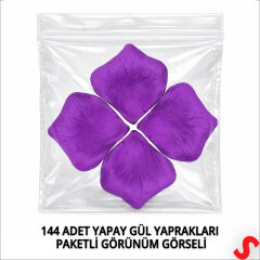 Yapay Gül Yaprakları, 144 Adet - Mor
