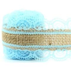 Dantelli Jüt Kurdele, 5,5 cm x 2 mt - Mavi