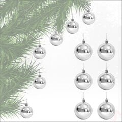 Yılbaşı Ağaç Süsü Gümüş Top, 4 cm x 6 Adet