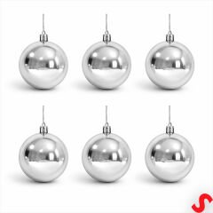 Yılbaşı Ağaç Süsü Gümüş Top, 4 cm x 6 Adet