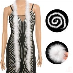 Beyaz İnce 7 gr Otriş Boa Tüy, 3,5 cm x 2 mt