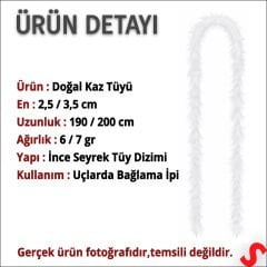 Beyaz İnce 7 gr Otriş Boa Tüy, 3,5 cm x 2 mt