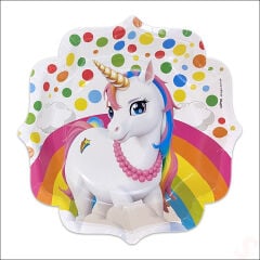 Unicorn Rainbow Desenli Kağıt Tabak, 23 cm x 8 Adet