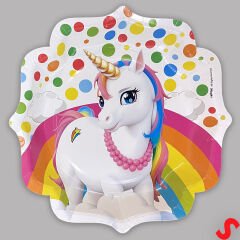 Unicorn Rainbow Desenli Kağıt Tabak, 23 cm x 8 Adet
