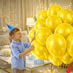 Metalik Parlak Balon, 30 cm x 10 Adet - Sarı