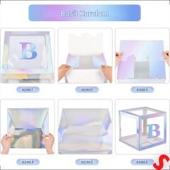 Baby Yazılı Şeffaf Balon Kutusu, 30cm x 4 Adetli Set - Gökkuşağı