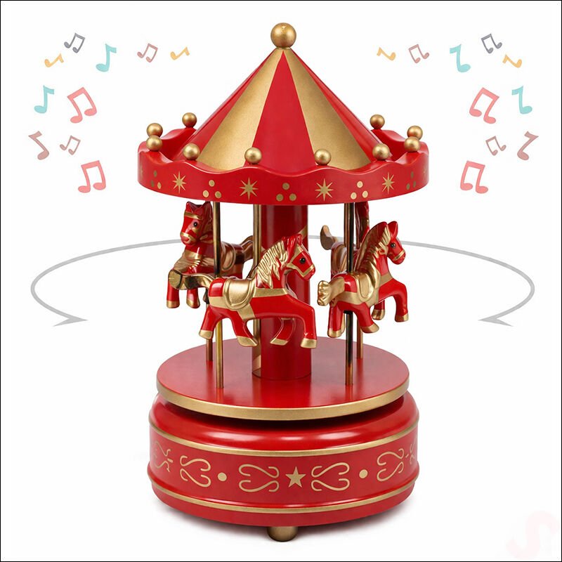 Atlı Karınca Müzik Kutusu, 17cm x 10cm - Kırmızı