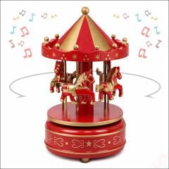 Atlı Karınca Müzik Kutusu, 17cm x 10cm - Kırmızı