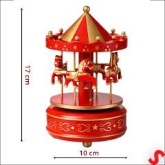 Atlı Karınca Müzik Kutusu, 17cm x 10cm - Kırmızı