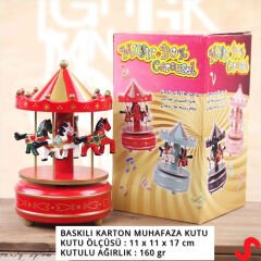 Atlı Karınca Müzik Kutusu, 17cm x 10cm - Kırmızı